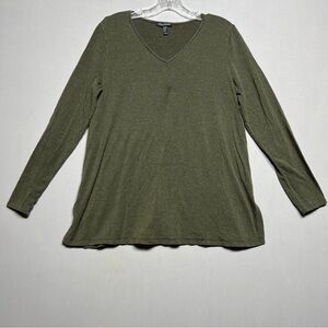 Eileen Fisher Green Long Sleeve Relaxed Tunic Size M